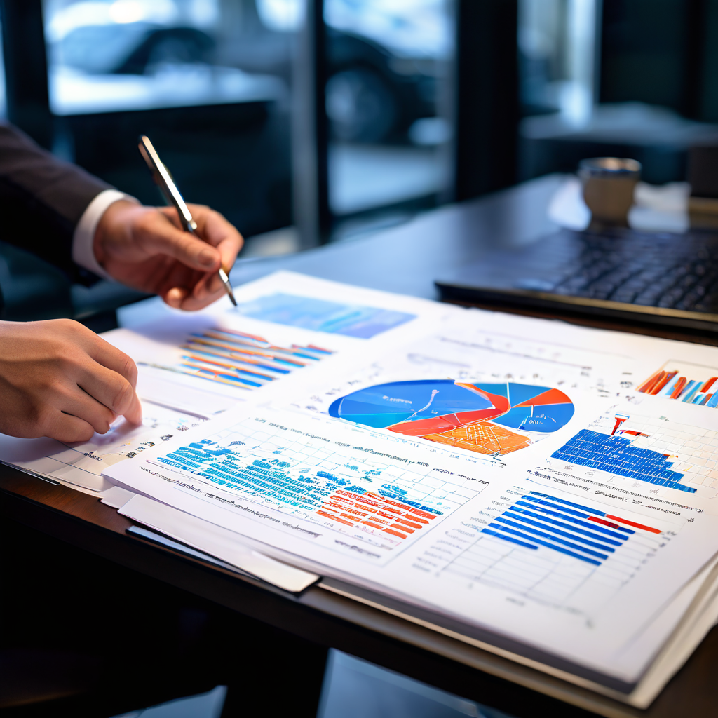 데이터 분석가가 딜러의 손글씨 '무사고' 메모를 다양한 데이터 시각화 차트로 변환하며 복잡한 해석을 드러내는 과정을 담은 이미지입니다.