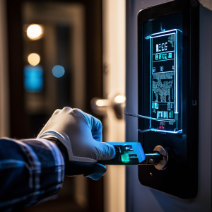 집 현관문 도어락이 고장 나서 문이 안 잠기는데 도둑이 들어와서 비밀번호 바꾸고 집 차지하는 꼴